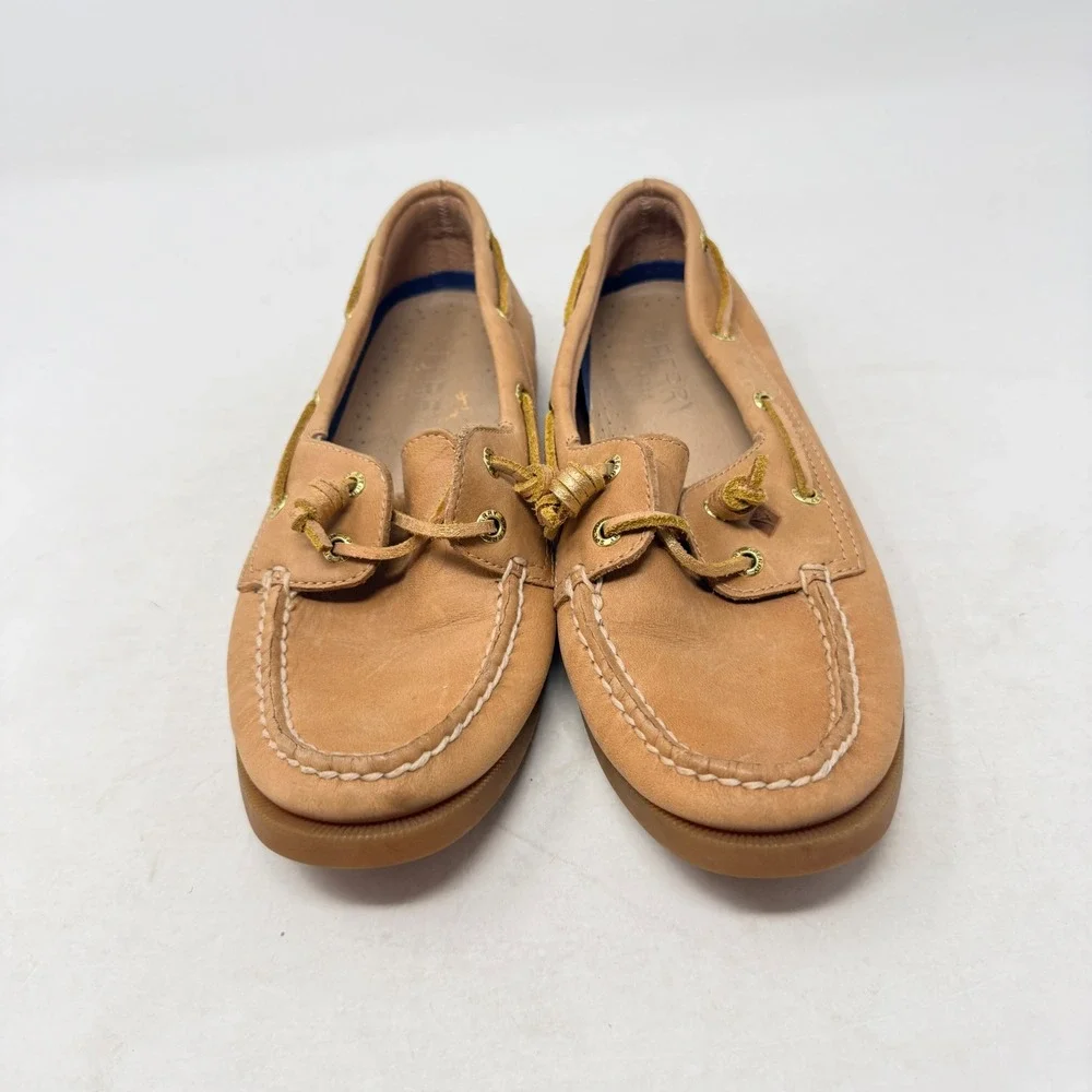 Sperry Top-Sider Boat Shoes Tan 6.5M Leather Preppy Nautical Old Money Timeless